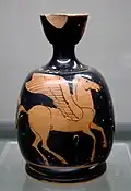 Pegasos heißt ein Pferd mit Flügeln, hier auf einer griechischen Vase, über 2400 Jahre alt