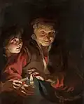 Das Gemälde „Alte Frau mit Jungen und Kerzen“