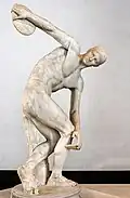 Eine alte Statue aus dem Alten Griechenland: der „Discobolus“.