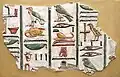 Hieroglyphen aus dem Grab des Pharao Sethos dem Ersten. Er regierte vor etwa 3300 Jahren.