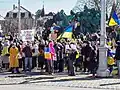 Ein Foto aus Bern, der Hauptstadt der Schweiz: eine Demonstration gegen Putins Überfall.