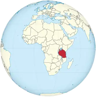 Tanzania on the globe (Africa centered).svg