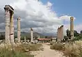 Die Ruinen eines Tempels für Aphrodite. Sie stehen in der heutigen Türkei.