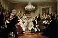 So hat sich der Maler Julius Schmid vorgestellt, wie Schubert eine „Schubertiade” hält.