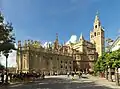 Die Kathedrale von Sevilla. Ihr Turm gehörte früher zu einer Moschee.
