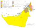 Auf der Landkarte sieht man, dass Abu Dhabi viel größer als die anderen Emirate zusammen ist.