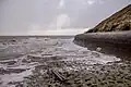 Auf der Insel Spiekeroog: Bei einer Sturmflut soll diese Mauer helfen.