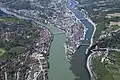 In Passau in Bayern treffen sich Inn, Donau und Ilz.