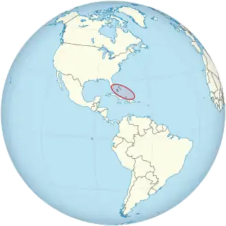The Bahamas on the globe (Americas centered).svg