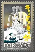 Eine Briefmarke von den Färöer-Inseln über Atlantis