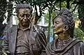 Statue in Coyoacán, die auch einen anderen bekannten Mexikaner zeigt, Diego Rivera