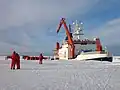 Die „Polarstern“ ist ein Schiff aus Deutschland. Dieser Eisbrecher besucht hier gerade die Antarktis.