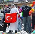 Demonstranten in San Francisco, die schwul und muslimisch sind.