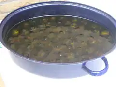 7. Tag: Die ausgetretenen Gerbstoffe färben das Wasser dunkel, daher muss es täglich ein bis zwei mal gewechselt werden.