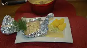 Gedämpftes Zanderfilet in Aluminiumfolie mit Weißwein