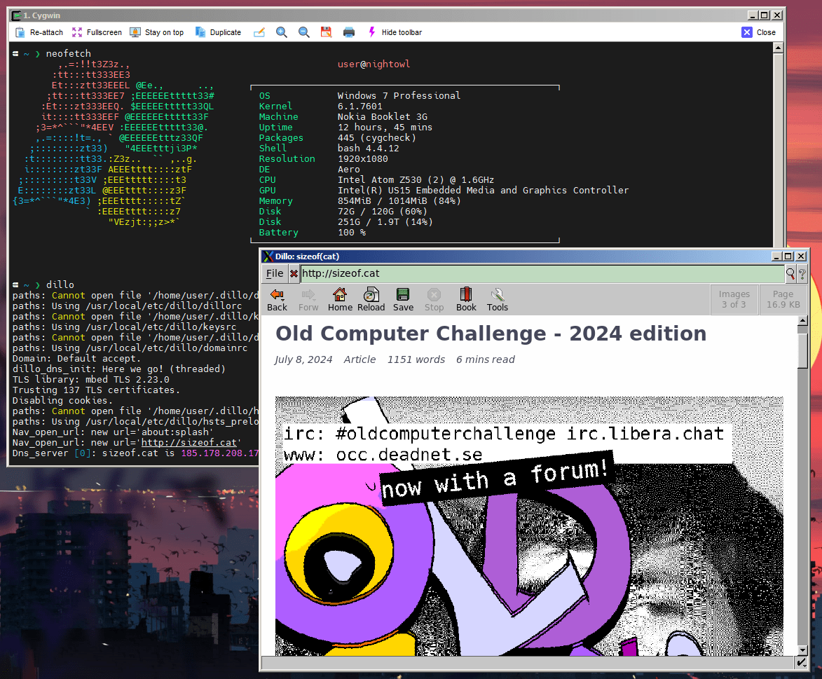 Dillo on Windows 7