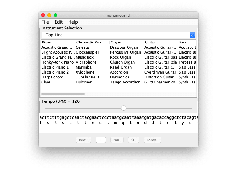ProteinMusic running on macOS