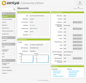 Zentyal 3.0 - Systemstatus