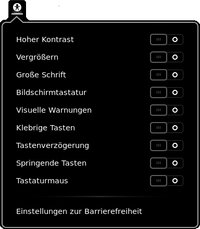 GNOME3 - GNOME-Shell Auswahlmenü für Barrierefreiheit