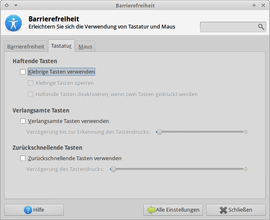 Barrierefreiheit Xfce Auswahlmenü