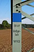 Beschriftung eines Mastes in Deutschland