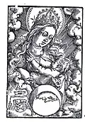 Hans Baldung Grien: Madonna lactans mit Wappen aus dem 'Enchiridium poeticum' (Straßburg 1514)