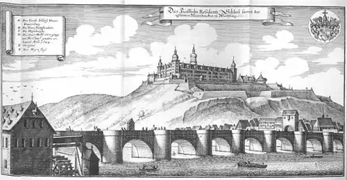 Das Fürstliche Residentz Schlosß sammt der steinernen Maynbrucken zu Würtzburg