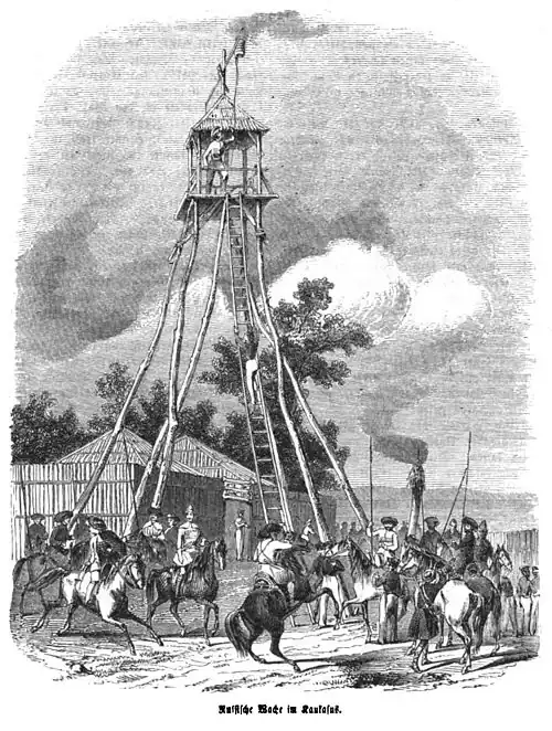 Die Gartenlaube (1854) b 112.jpg Russische Wache im Kaukasus