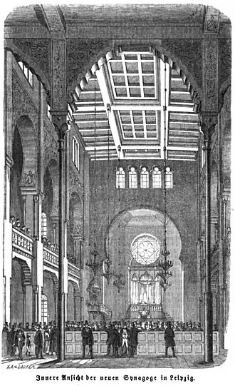 Die Gartenlaube (1854) b 477.jpg Innere Ansicht der neuen Synagoge in Leipzig