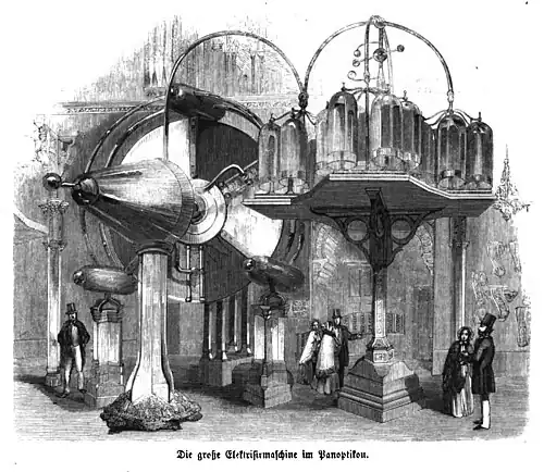 Die Gartenlaube (1854) b 641.jpg Die große Elektrisirmaschine im Panoptikon
