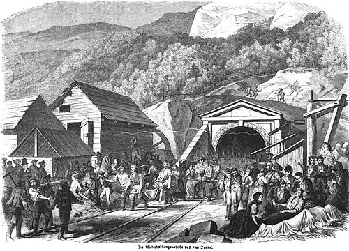 Die Gartenlaube (1857) b 401.jpg Die Wiederbelebungsversuche vor dem Tunnel (S)