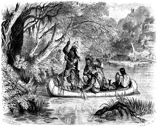 Die Gartenlaube (1859) b 601_1.jpg Das Fischspeeren der Indianer (Carl Emil Döpler)