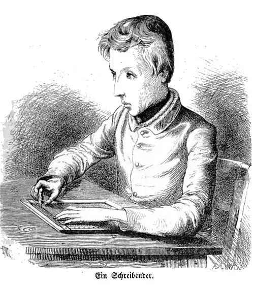 Die Gartenlaube (1860) b 429 2.jpg Ein Schreibender (Herbert König)