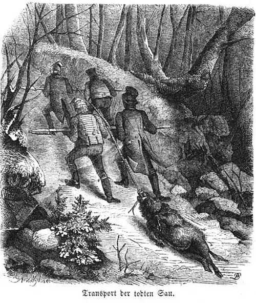 Die Gartenlaube (1860) b 589 1.jpg Transport der toten Sau