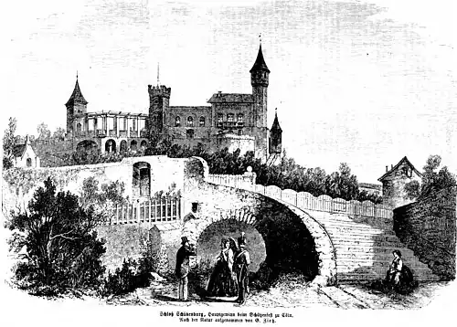 Die Gartenlaube (1860) b 597.jpg (S) Schloß Schützenburg, Hauptgewinn beim Schützenfest zu Köln Nach der Natur aufgenommen von G. Zietz