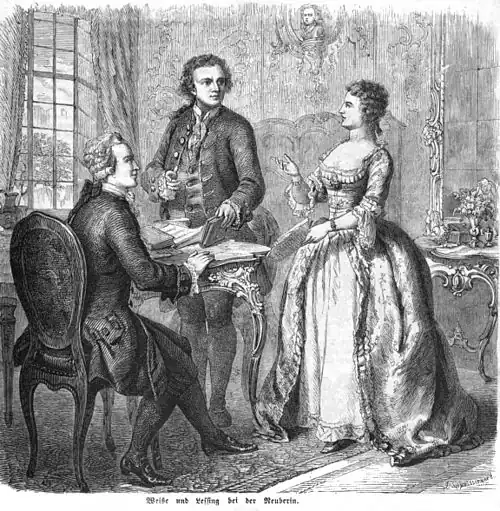 Die Gartenlaube (1860) b 677.jpg Weiße und Lessing bei der Neuberin