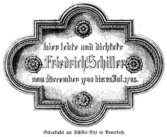 Die Gartenlaube (1860) b 734.jpg Gedenktafel am Schiller-Asyl in Bauerbach