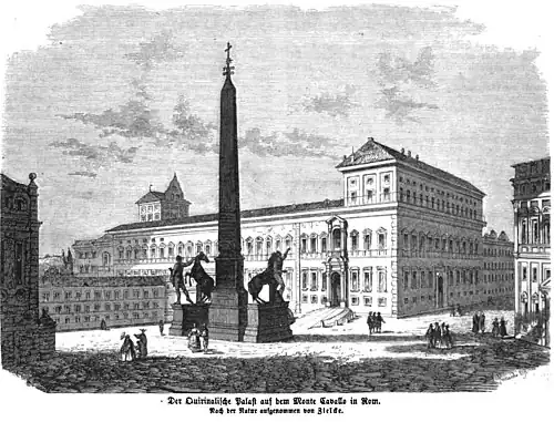 Die Gartenlaube (1861) b 252.jpg Der Quirinalische Palast auf dem Monte Cavallo in Rom. Nach der Natur aufgenommen von Zielcke