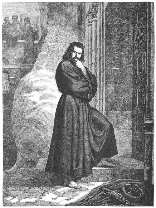 Die Gartenlaube (1862) b 245.jpg Heinrich IV. in Canossa. Originalzeichnung von H. Plüddemann (S)
