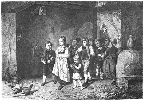 Die Gartenlaube (1862) b 309.jpg Kinderbrautzug Originalzeichnung von Hubert Salentin (S)