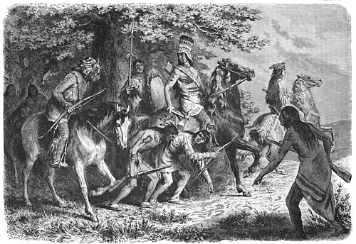 Die Gartenlaube (1862) b 325.jpg Indianer als Pfadsucher. Nach der Natur aufgenommen von Fred. Kurz (S)