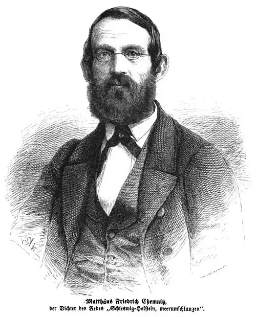 Die Gartenlaube (1864) b 045.jpg Mattäus Friedrich Chemnitz, der Dichter des Liedes „Schleswig-Holstein, meerumschlungen“