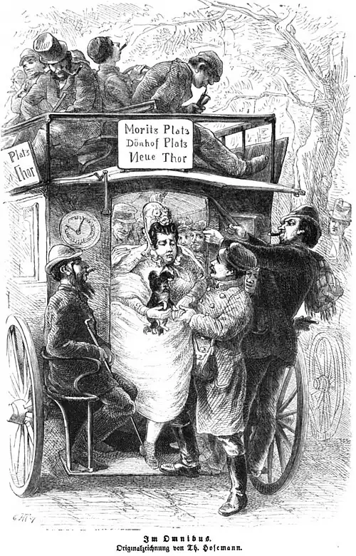 Die Gartenlaube (1864) b 333.jpg Im Omnibus Originalzeichnung von Th. Hosemann
