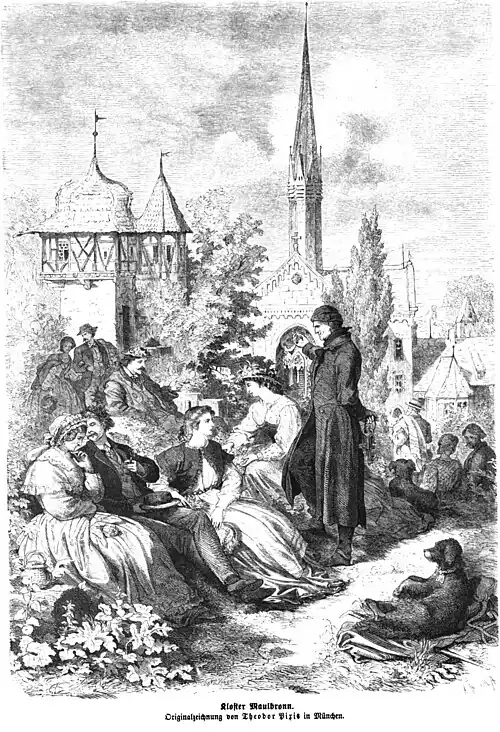 Die Gartenlaube (1864) b 757.jpg Kloster Maulbronn Originalzeichnung von Theodor Pixis in München (S)