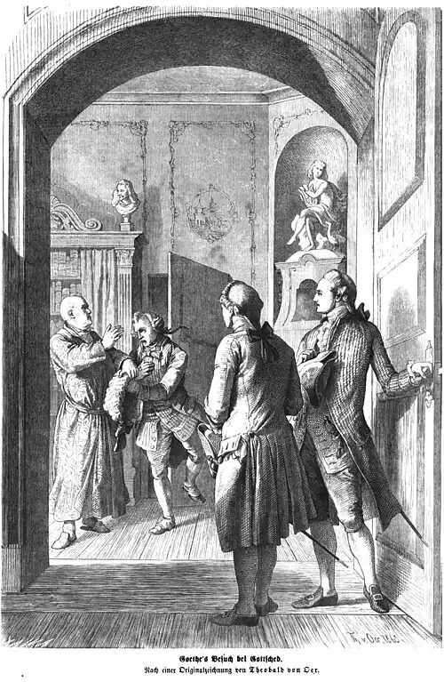 Die Gartenlaube (1865) b 741.jpg (S) Goethe’s Besuch bei Gottsched. Nach einer Originalzeichnung von Theobald von Oer