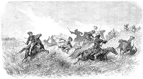 Die Gartenlaube (1865) b 789.jpg (S) Tscherkessen beim Überfall Nach der Natur gezeichnet von Theodor Horschelt