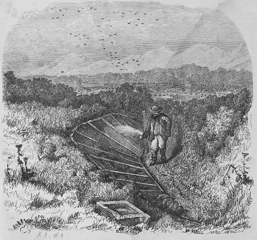 Die Gartenlaube (1866) b 125.jpg Vogelkoje auf der Insel Sylt.