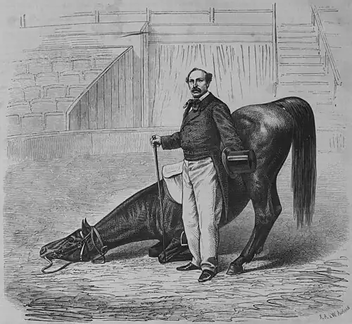 Die Gartenlaube (1866) b 277.jpg Renz und sein folgsamster Zögling Danielo.