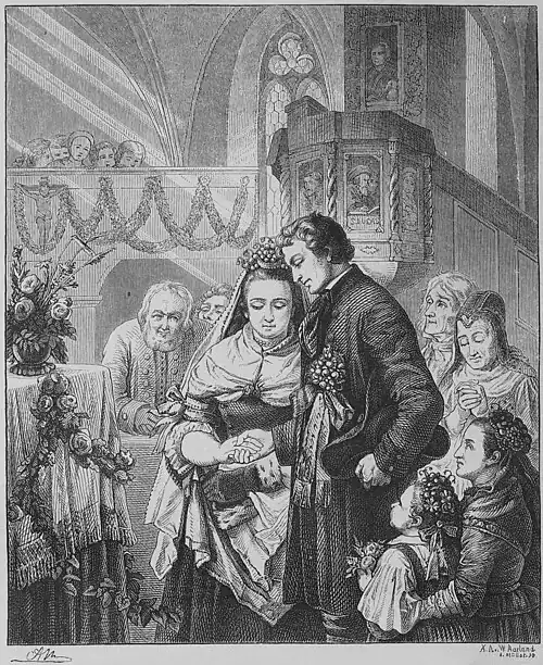 Die Gartenlaube (1866) b 313.jpg Deutsche Sitte. Dein. Nach den Originalbildern von Carl Engel.