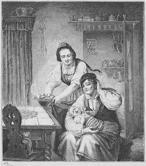 Die Gartenlaube (1866) b 316.jpg Deutsche Sitte. Unser. Nach den Originalbildern von Carl Engel.